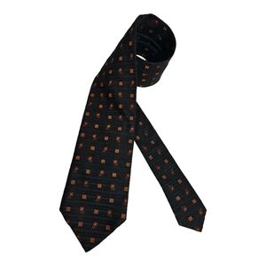 KENZO HOMME Black Geometric Floral Silk LUXURY Tie ITALY